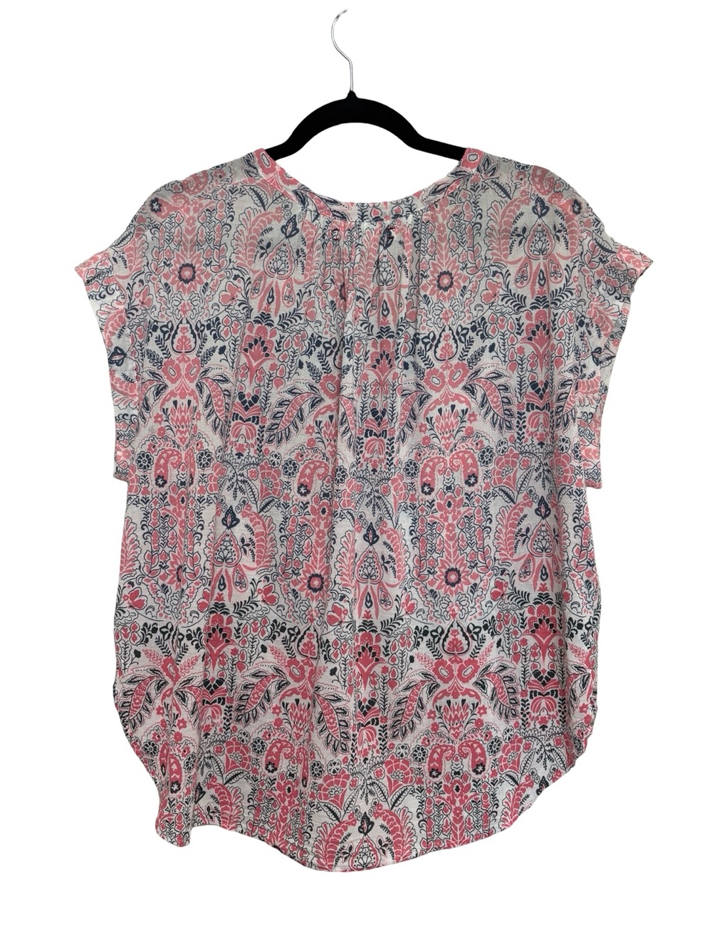 Xirena Trista Popover Top in Blue and Pink Paisley Floral - Size M - Picture 3 of 6